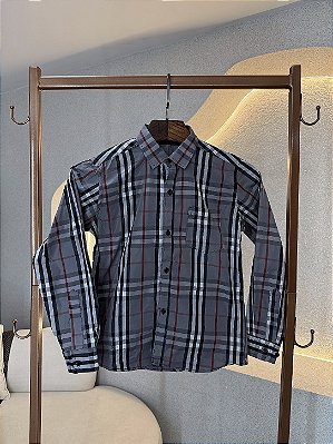 Camisa xadrez infantil (Cinza/vermelho)