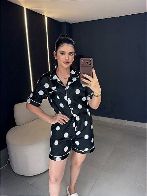 Pijama seda americano shorts ( poá )