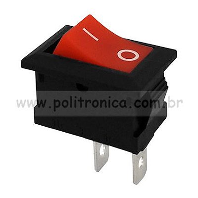 Chave Gangorra 2T - 21X15MM - ON/OFF - 6A/250VAC - Vermelha - I/O - Importado