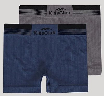 Kit 2 Cuecas Boxer Infantil Sem Costura Kids Club DelRio Marinho e Mescla