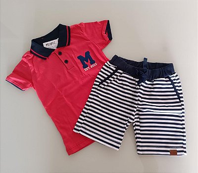 Conjunto Infantil Camiseta e Bermuda Moletinho Minore