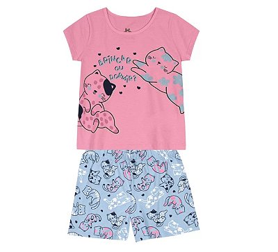 Pijama Infantil Menina Brilha no Escuro Camiseta e Shorts