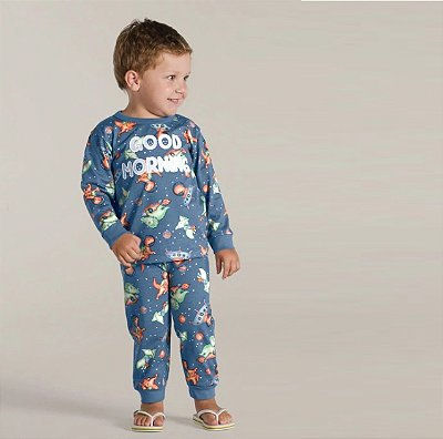 Pijama Infantil Menino Brilha no Escuro Camiseta Manga Longa e Calça Brandili