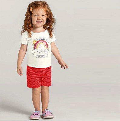 Pijama Infantil de Calor Brilha no Escuro Camiseta e Shorts Menina