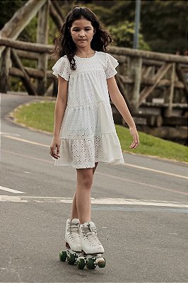 Vestido Infantil de Babado Branco Menina