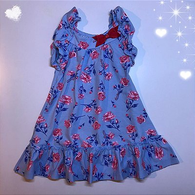 Vestido Infantil Bebê Azul floral