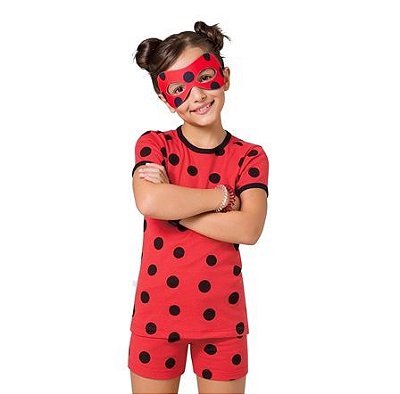 Pijama Infantil Lady Bug Com Máscara