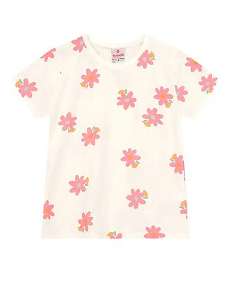 Blusa Manga Curta Infantil Menina Floral Brandili