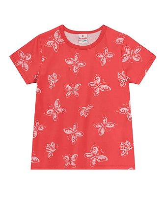 Blusa Manga Curta Infantil Menina Borboleta Brandili
