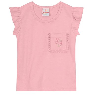 Blusa Manga Curta Infantil Menina com Bolso Brandili