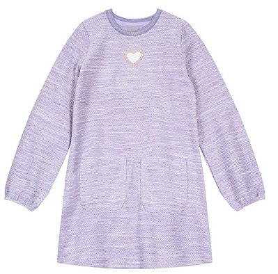 Vestido Infantil Lilás Manga Longa Brandili Mundi