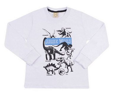 Camiseta Infantil Jurassic Manga Longa Hrradinhos