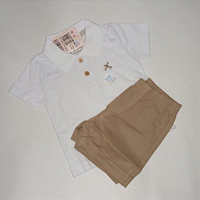 Conjunto de Bebê Camiseta Polo e Bermuda de Sarja Brandili Baby