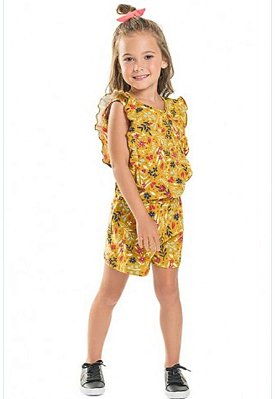 Macaquinho Infantil Shorts Floral Minore