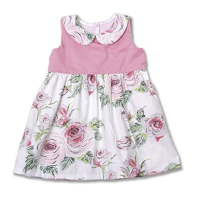 Vestido Infantil - Retrô Rosas