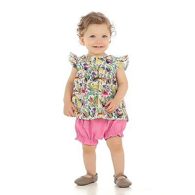 Conjunto Infantil Batinha + shorts - Floresta