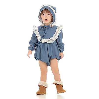 Romper Infantil Menina - Azul babadinhos
