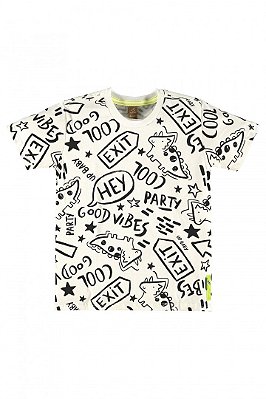 Camiseta Infantil Unissex Branca - Good Vibes Dinos