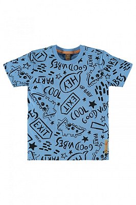 Camiseta Infantil Unissex Azul - Good Vibes Dinos