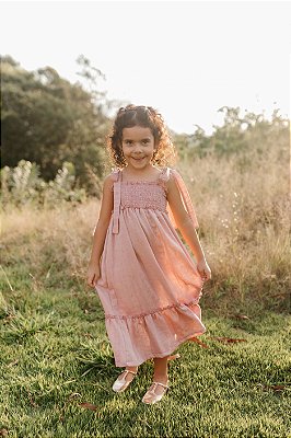 Vestido infantil - Rosa Antigo