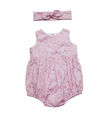 Macaquinho Romper Infantil Menina Estampado - Bandana Rosa