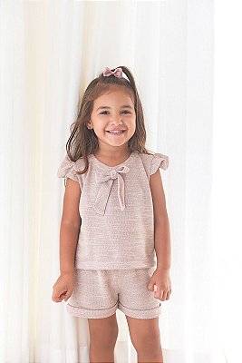 Conjunto Infantil Tweed - Rosa