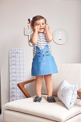 Vestido Gatinha Jeans/branco