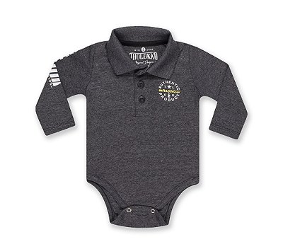 Body Infantil gola polo - Chumbo