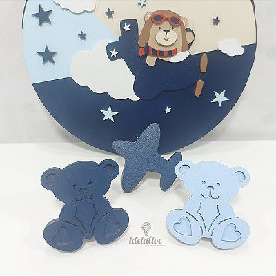 Kit Penduradores Infantil Ursinho Aviador - kit com 3
