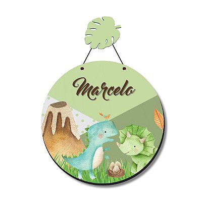 Enfeite Porta Maternidade Em Mdf Nome Dinossauro Aquarela