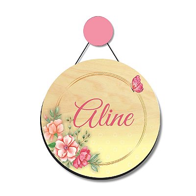 Enfeite Porta Maternidade Bebê Nome Personalizado Floral Em Aquarela