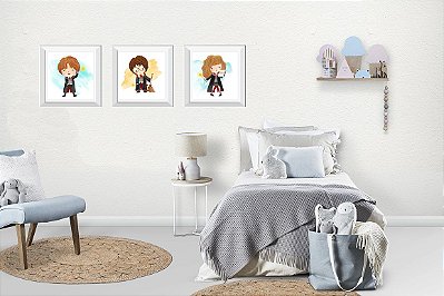 Quadro Infantil Coleção Harry Potter - kit com 3