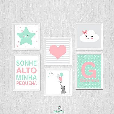 Quadro Infantil Sonhe Alto e Estrela