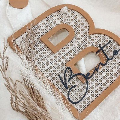 Enfeite Rattan Porta Maternidade Nome Personalizado