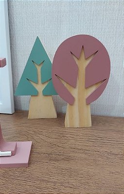 Kit 2 Enfeite De Prateleira Árvore Jardim Encantado Marrom-claro