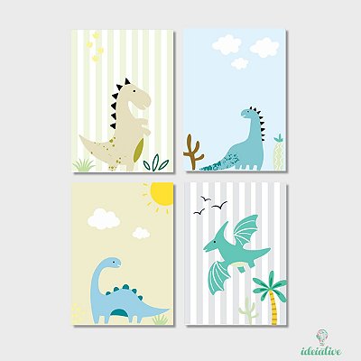Quarteto de Quadros Dinossauros