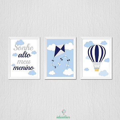 Quadro Pipa, Balão e Sonhe Alto