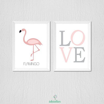 Quadro flamingo e love