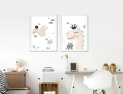 Quadro Infantil para Menina Dinossauro
