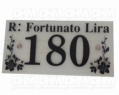 Número Residencial de Casa Personalizado Com nome da Rua em vidro