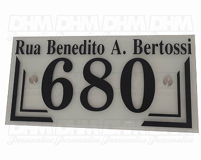 Número Residencial de Casa Personalizado Com nome da Rua em vidro