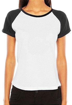Camiseta Feminina Lisa Branca Básica Raglan