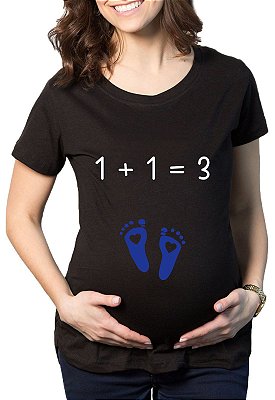 Camiseta Feminina Gestantes Soma do Amor Menino Bebê Grávida