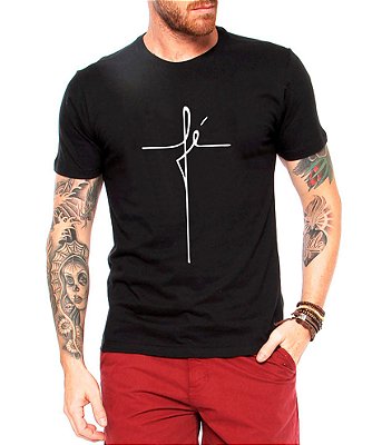 Camiseta Masculina Gospel Fé Cruz