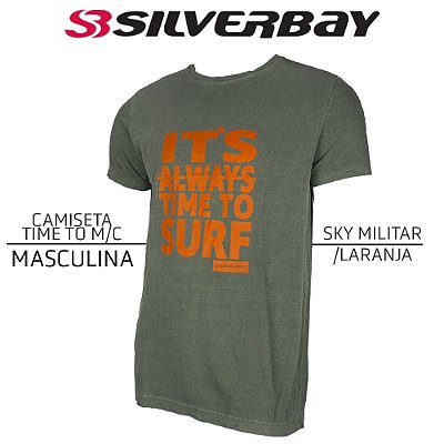 Camiseta Silverbay Time To M/C - Sky Militar/Laranja