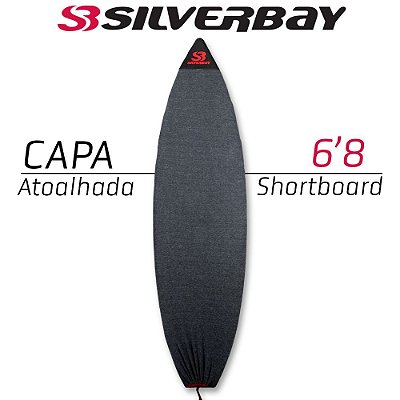 CAPA ATOALHADA SILVERBAY para Prancha de Surf 6'8 Shortboard - Preto/Vermelho