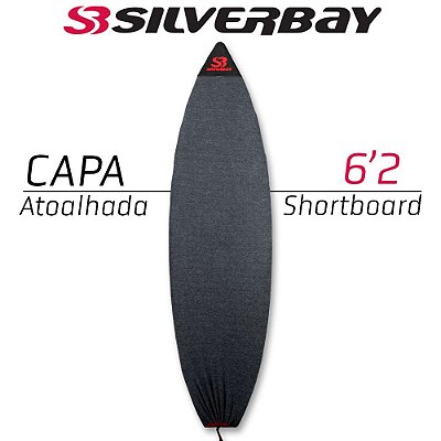 CAPA ATOALHADA SILVERBAY para Prancha de Surf 6'2 Shortboard - Preto/Vermelho