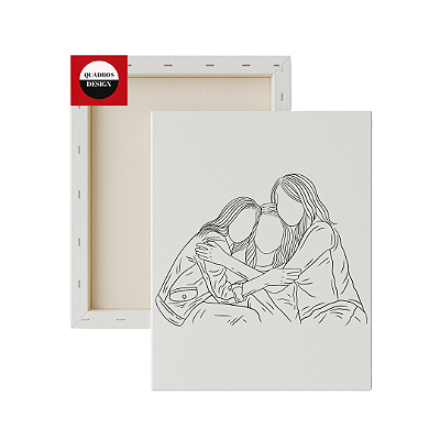 Tela para Pintura Infantil - Mãe e filhas abraçadas