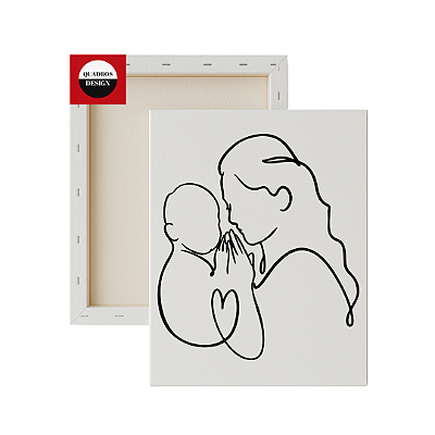 Tela para Pintura Infantil - Mãe e bebê com amor