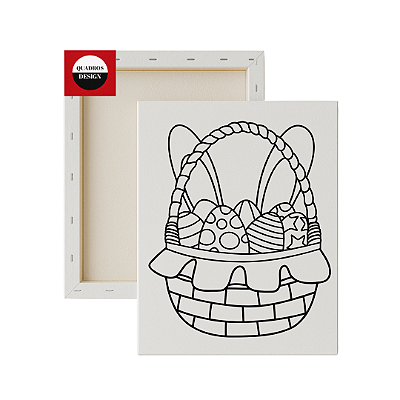 Tela para Pintura Infantil - Cestinha de Ovos da Páscoa